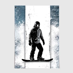 Постер Сноубордист в зимних горах