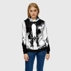 Женская толстовка 3D Сноубордист и черный дым - фото 2