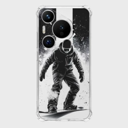 Чехол для Huawei Pura 70 Сноубординг в черном дыму