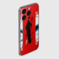 Чехол для iPhone 16 Pro Max силиконовый с защитой камеры Сноубординг на красном - фото 2