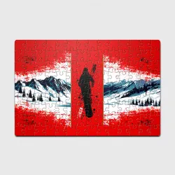 Головоломка Пазл магнитный 126 элементов Сноубординг на красном