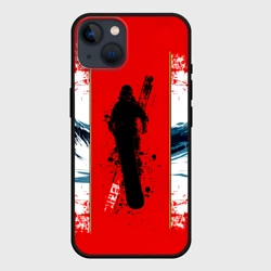Чехол для iPhone 14 Сноубординг на красном