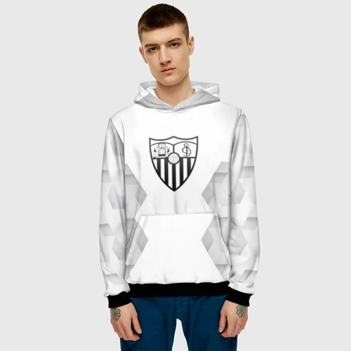 Мужская толстовка 3D с принтом Sevilla white poly, фото на моделе #1