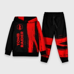 Детский костюм с толстовкой 3D Tomb Raider - red gradient по-вертикали