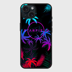 Чехол силиконовый для Apple iPhone 15 матовый Starfield неоновые тропики
