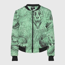 Женский бомбер 3D Черепа динозавров - эскиз
