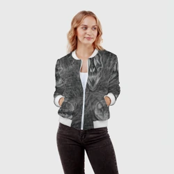 Женский бомбер 3D Черепа динозавров - эскиз - фото 2