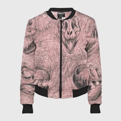 Женский бомбер 3D Черепа динозавров - эскиз