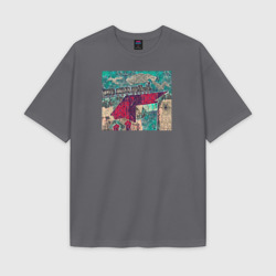 Мужская футболка Oversize хлопок premium Поезд на мосту