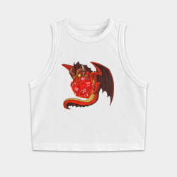 Женская укороченная майка-топ хлопок Red dragon holding a dice