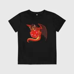 Детская футболка хлопок Red dragon holding a dice