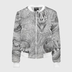 Женский бомбер 3D Черепа динозавров - эскиз
