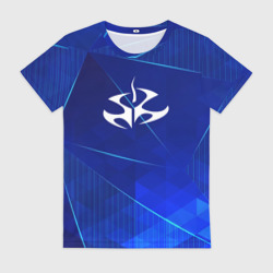 Женская футболка 3D Hitman blue poly