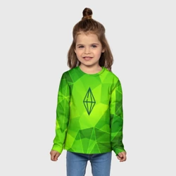 Детский лонгслив 3D The Sims green poly - фото 2