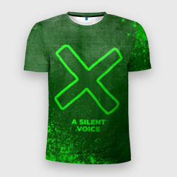 Мужская футболка 3D Slim A Silent Voice - green gradient