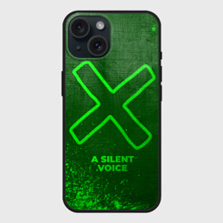 Чехол силиконовый для Apple iPhone 15 матовый A Silent Voice - green gradient