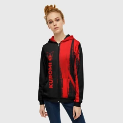 Женская толстовка 3D на молнии Kuromi - red gradient по-вертикали - фото 2