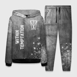 Женский костюм с толстовкой 3D Within Temptation - grey gradient вертикально
