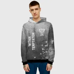 Мужская толстовка 3D Within Temptation - grey gradient вертикально - фото 2