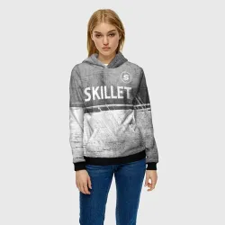 Женская толстовка 3D Skillet - grey gradient посередине - фото 2