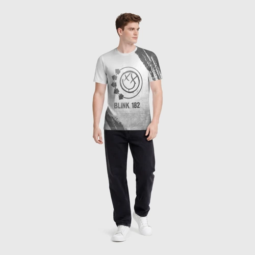 Мужская футболка 3D с принтом Blink 182 - white gradient, вид сбоку #3