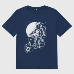 Женская футболка хлопок Oversize Космонавт хипстер