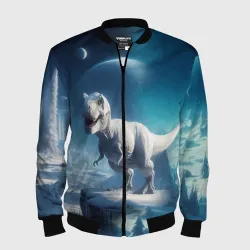Мужской бомбер 3D Снежный динозавр - история вымирания