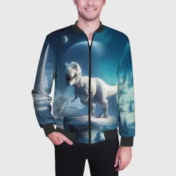 Мужской бомбер 3D Снежный динозавр - история вымирания - фото 2