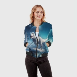 Женский бомбер 3D Снежный динозавр - история вымирания - фото 2