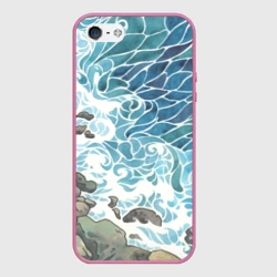 Чехол для iPhone 5/5S матовый Море акварель с волнами