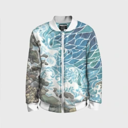 Детский бомбер 3D Море акварель с волнами