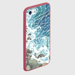 Чехол для iPhone 5/5S матовый Море акварель с волнами - фото 2