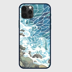 Чехол для iPhone 12 Pro Море акварель с волнами