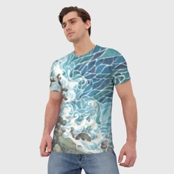 Мужская футболка 3D Море акварель с волнами - фото 2