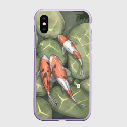 Чехол для iPhone XS Max матовый Акварельные карпы кои