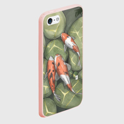 Чехол для iPhone 5/5S матовый Акварельные карпы кои - фото 2