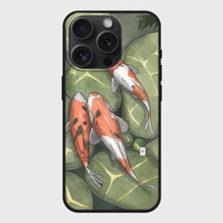Чехол силиконовый для Apple iPhone 15 Pro матовый Акварельные карпы кои