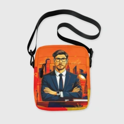 Сумка через плечо 3D Аналитик на оранжевом