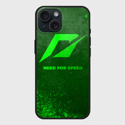 Чехол силиконовый для Apple iPhone 15 матовый Need for Speed - green gradient