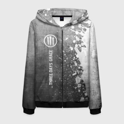 Мужская толстовка 3D на молнии Three Days Grace - grey gradient по-вертикали