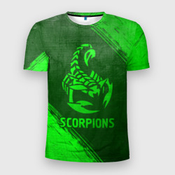 Мужская футболка 3D Slim Scorpions - green gradient