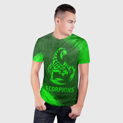 Мужская футболка 3D Slim Scorpions - green gradient - фото 2