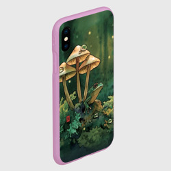 Чехол для iPhone XS Max матовый Акварельная лягушка в грибах - фото 2