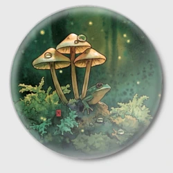 Значок Акварельная лягушка в грибах