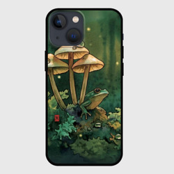 Чехол для iPhone 13 mini Акварельная лягушка в грибах