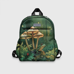 Детский рюкзак 3D Акварельная лягушка в грибах