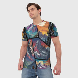 Мужская футболка 3D Горы в стиле фэнтези - фото 2