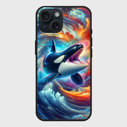 Чехол силиконовый для Apple iPhone 15 матовый Зубастая касатка - нейоарт