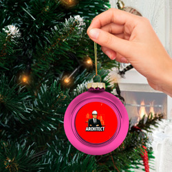 Ёлочный шар стеклянный/пластиковый Architect на красном - фото 2