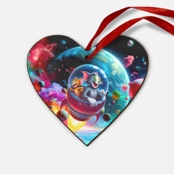 Деревянная игрушка Сердце Том и Джерри летят в ракете - нейроарт